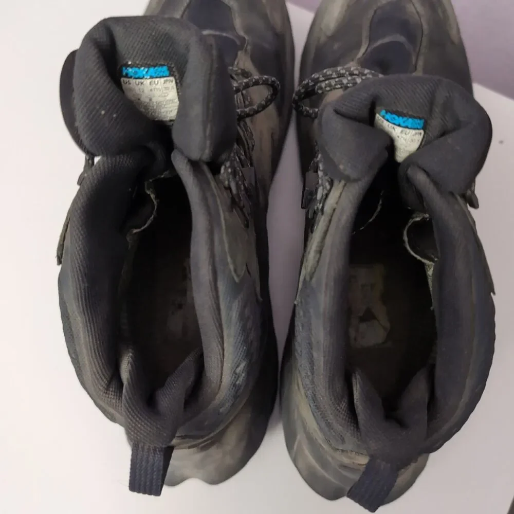 Hoka One Anacapa Mid Boots Mens Size 12.5D Black Vibram Megagrip Gore Tex Hiking